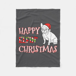 Couverture Polaire Bouledogue français drôle de chapeau de Père Noël 