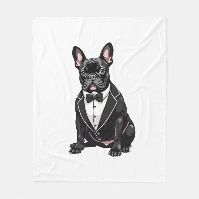 Couverture Polaire Bouledogue français en smoking (Devant)