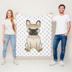 Couverture Polaire Bouledogue français fauve avec masque noir / Chien
