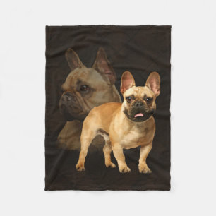 Couverture Polaire Bouledogue français - Frenchie - plaid Brown