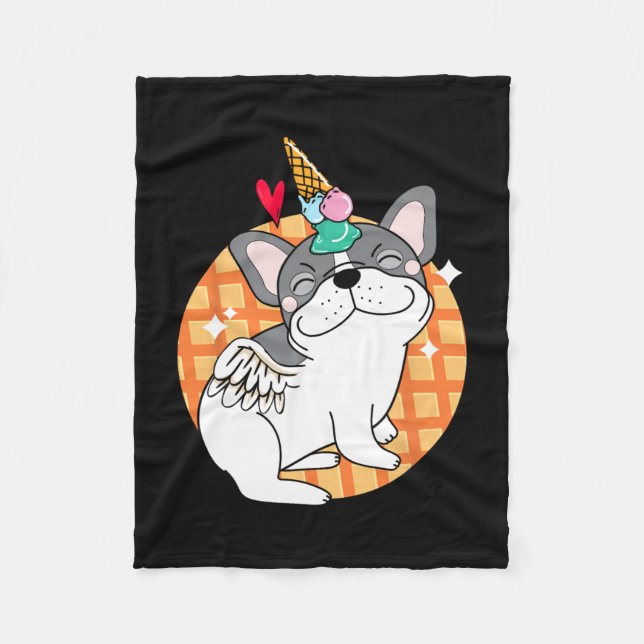 Couverture Polaire Bouledogue français glace d'anniversaire Frenchie  (Devant)