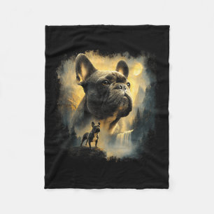 Couverture Polaire Bouledogue français hurlant à la lune mème 90s ani