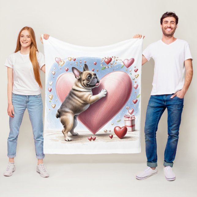 Couverture Polaire Bouledogue français maladie de Hirschsprung French (En situation)