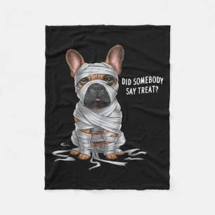 Couverture Polaire Bouledogue français momie chien Halloween