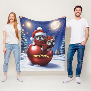 Couverture Polaire Bouledogue français Noël French Bullog