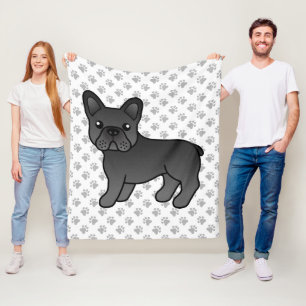 Couverture Polaire Bouledogue Français Noir Chien de Dessin Animé Mig