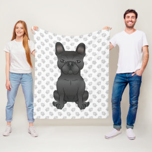 Couverture Polaire Bouledogue Français Noir / Dessin Animé Frenchie C