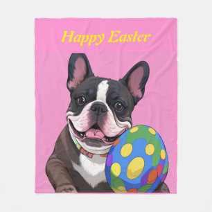 Couverture Polaire Bouledogue français œuf de Pâques