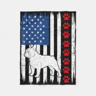 Couverture Polaire Bouledogue français patriotique drapeau américain