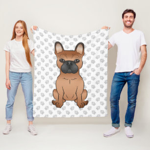 Couverture Polaire Bouledogue français rouge / Frenchie dessin animé 