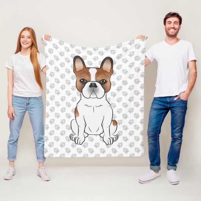 Couverture Polaire Bouledogue Français Rouge Piebald Chien de Dessin  (En situation)