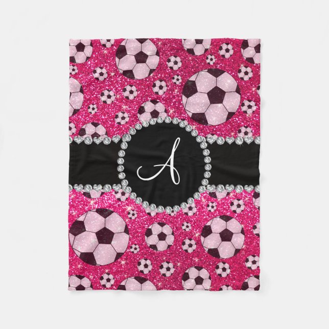 Couverture Polaire Boules de football rose rose Monogram parties scin (Devant)