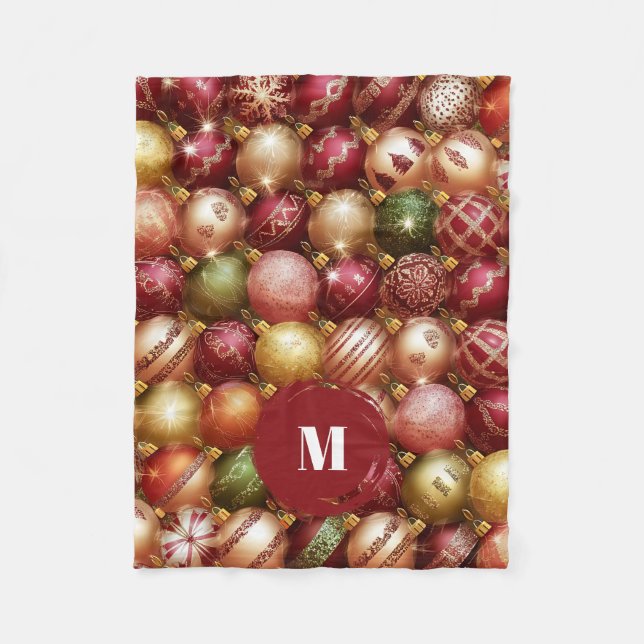 Couverture Polaire Boules de Noël Élégantes pour Sapin (Devant)