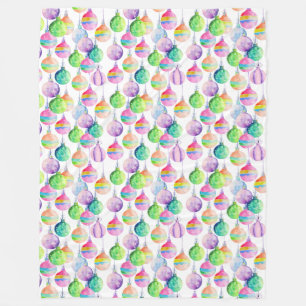 Couverture Polaire Boules multicolores de Noël