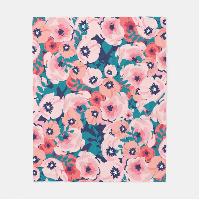 Couverture Polaire Bouquet d'aquarelle de fleurs sans couture motif (Devant)