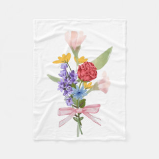 Couverture Polaire Bouquet de fleurs Blanche en polaire - Maison Flor
