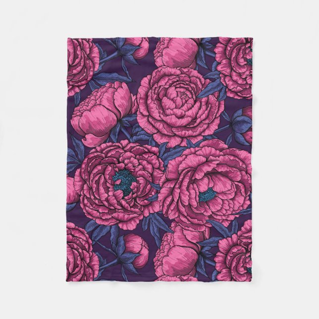 Couverture Polaire Bouquet de galets roses (Devant)