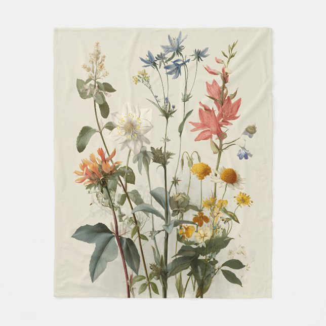 Couverture Polaire Bouquet de prairie fleurie (Devant)