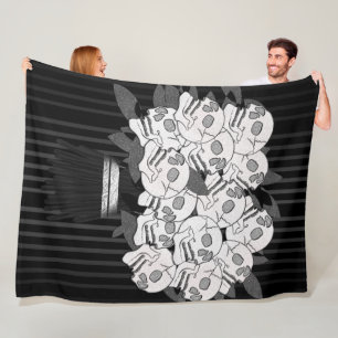 Couverture Polaire Bouquet de Roses de Crâne Noir et Blanc Gothique