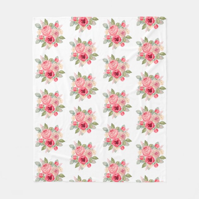 Couverture Polaire Bouquet de roses peintes (Devant)