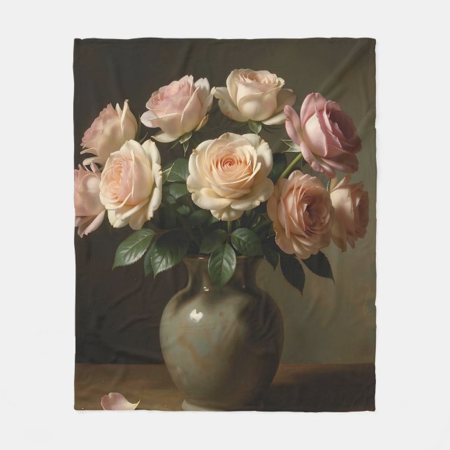 Couverture Polaire Bouquet de roses rouges classiques nature morte (Devant)