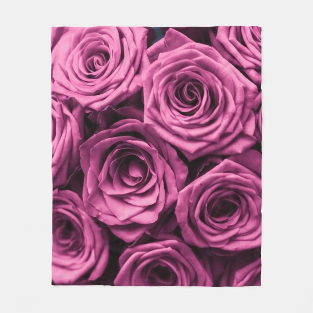 Couverture Polaire Bouquet de roses violets, fleurs fleuris arrière - (Devant)