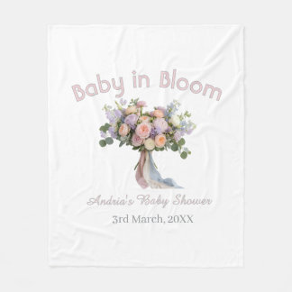Couverture Polaire bouquet floral baby in bloom shower bébé rétro ros