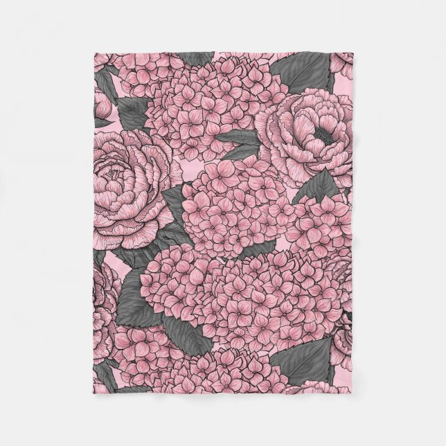 Couverture Polaire Bouquet floral en rose (Devant)