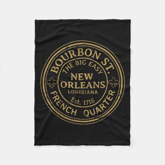 Couverture Polaire Bourbon Street New Orleans French Quarter Distress (Devant)