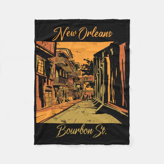 Couverture Polaire Bourbon Street New Orleans Souvenir Louisiana Mard (Devant)