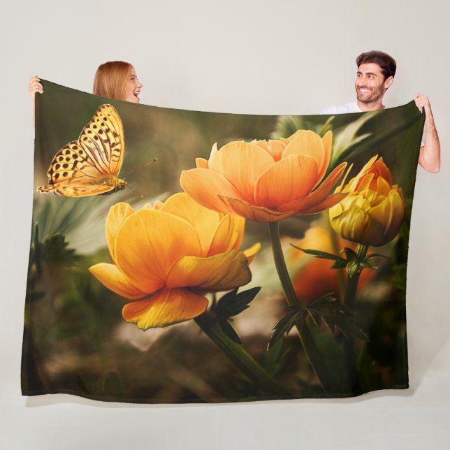 Couverture Polaire BOUTEILLE et FLEURS (En situation)