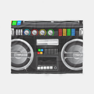 Couverture Polaire bouton arc-en-ciel rétro boombox ghetto blaster