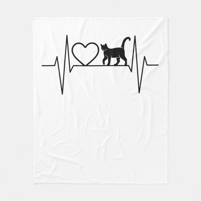 Couverture Polaire Bouton cardiaque du chat (Devant)