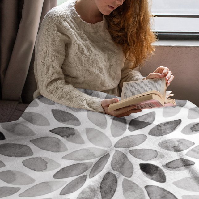 Couverture Polaire Boutons de brosse d'aquarelle - noir et blanc (Créateur téléchargé)