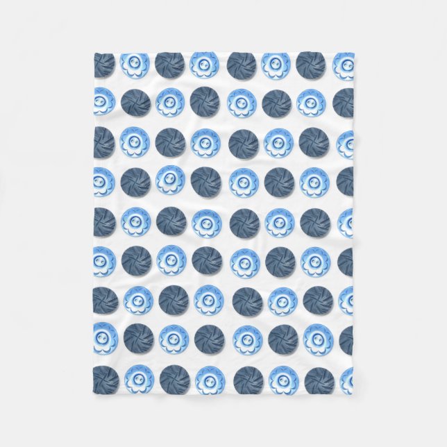 Couverture Polaire Boutons de couture bleu élégant sur motif blanc (Devant)