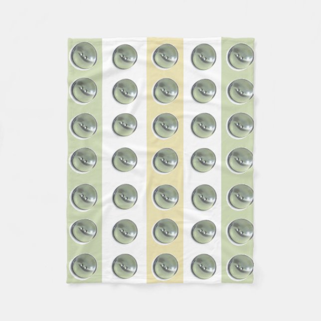 Couverture Polaire Boutons verts sur rayures (Devant)