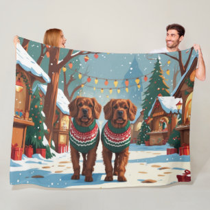 Couverture Polaire Bouviers des Flandres Chiens Noël Neige Vacances