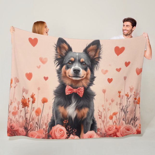 Couverture Polaire Bovins australiens avec des roses - Saint-Valentin (En situation)