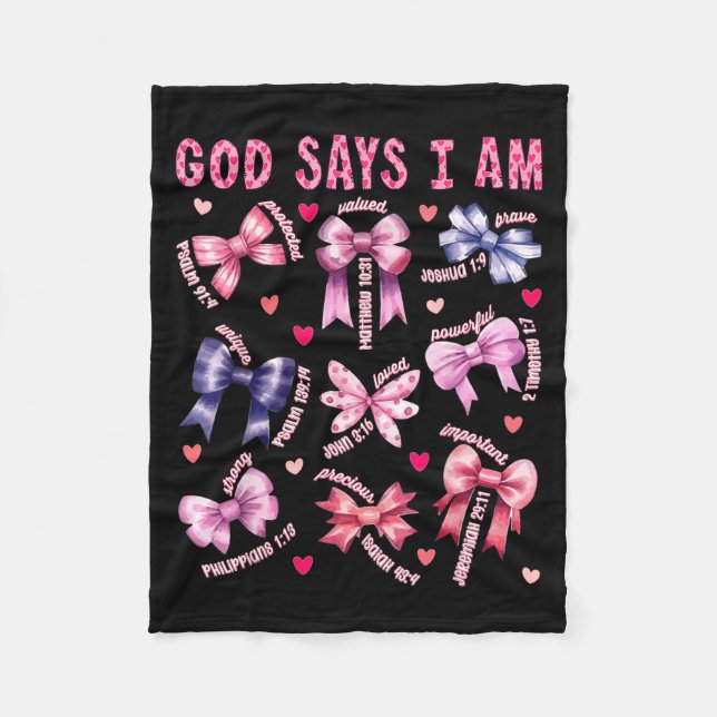 Couverture Polaire Bow God Say I Am Christian Girl Teen Women Bible V (Devant)