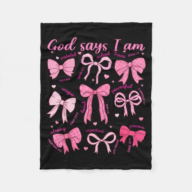 Couverture Polaire Bow God Say I Am Christian Girl Teen Women Bible V (Devant)