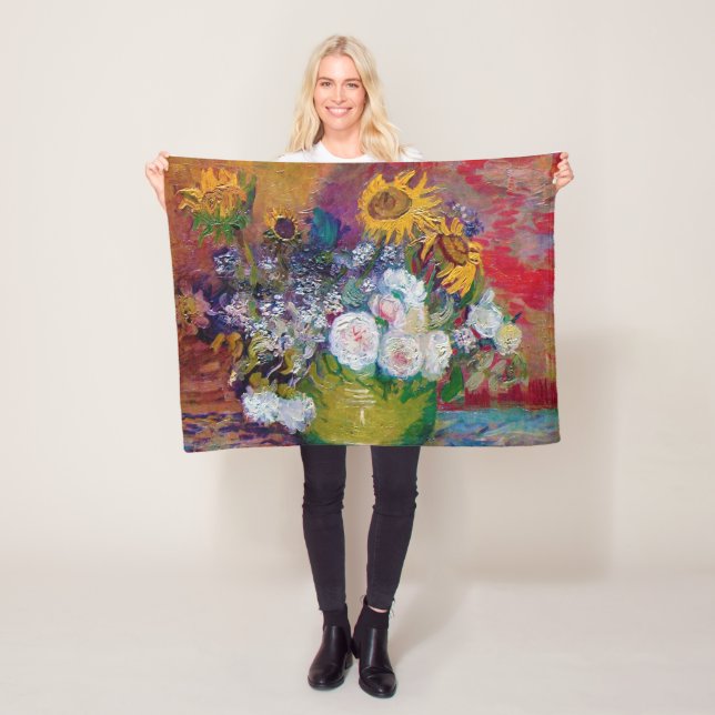 Couverture Polaire Bowl avec fleurs, Van Gogh (En situation)