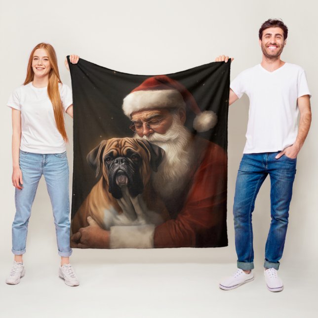 Couverture Polaire Boxer avec Noël Festif du Père Noël (En situation)
