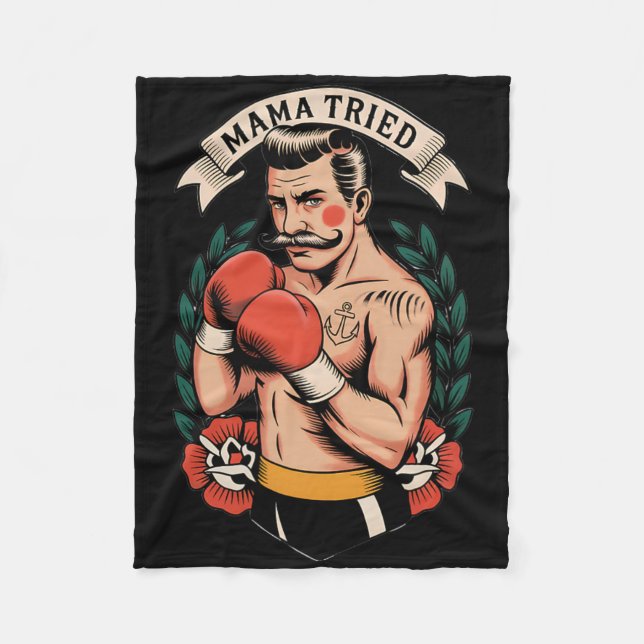 Couverture Polaire Boxer Boxer American traditionnel Tattoo Art Flash (Devant)