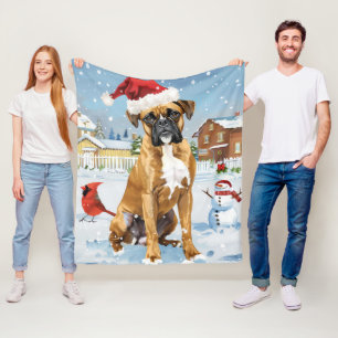 Couverture Polaire Boxer Chien Winter Wonderland Noël Joie