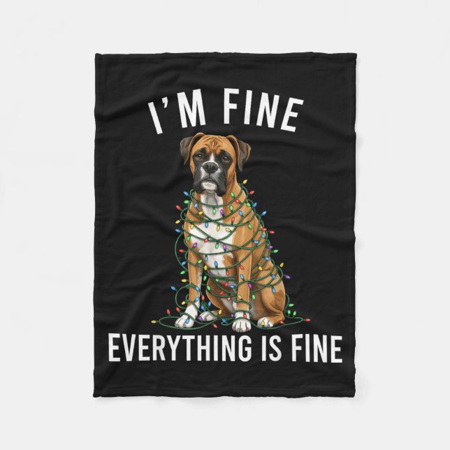 Couverture Polaire Boxer Dog Christmas I'm Fine Everything Is Fine  (Devant)