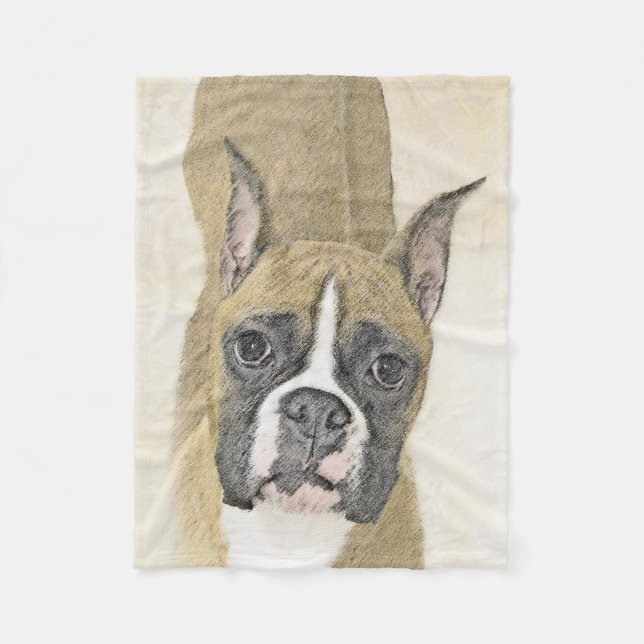 Couverture Polaire Boxer Peinture - Cute Original Chien Art (Devant)