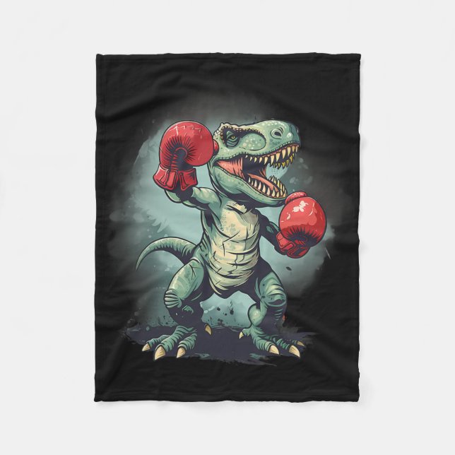 Couverture Polaire Boxeur Dinosaure Boxe Dino Kickboxing T-rex Boxe (Devant)