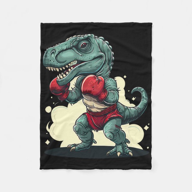 Couverture Polaire Boxeur Dinosaure Boxeur Dino Kickboxing T-rex Boxe (Devant)