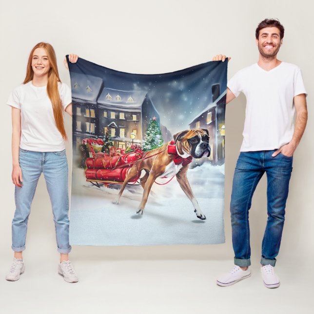 Couverture Polaire Boxeur Saison des Fêtes de Noël (En situation)