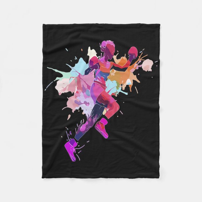 Couverture Polaire Boxeuse Femme Boxe Projections de peinture Kickbox (Devant)